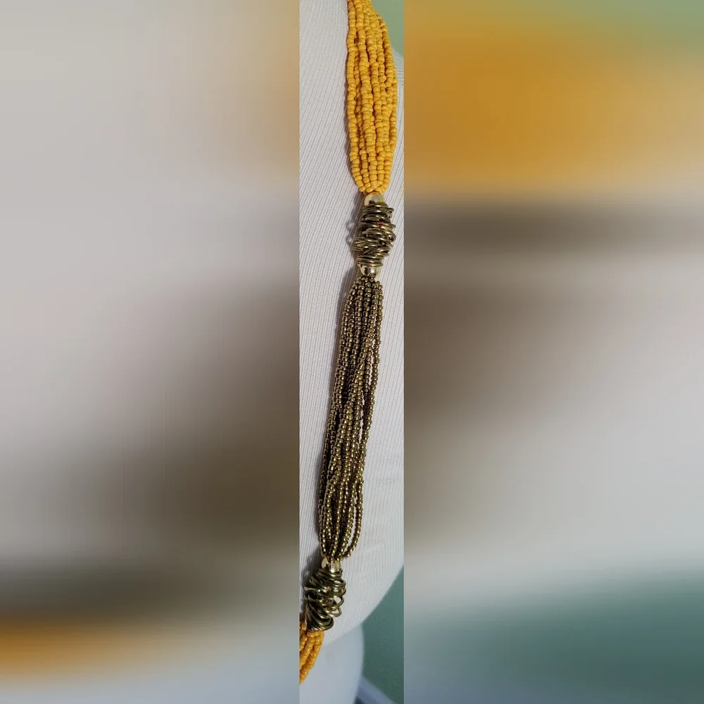 Elegant Gold Beaded Necklace - Picture 2 of 5